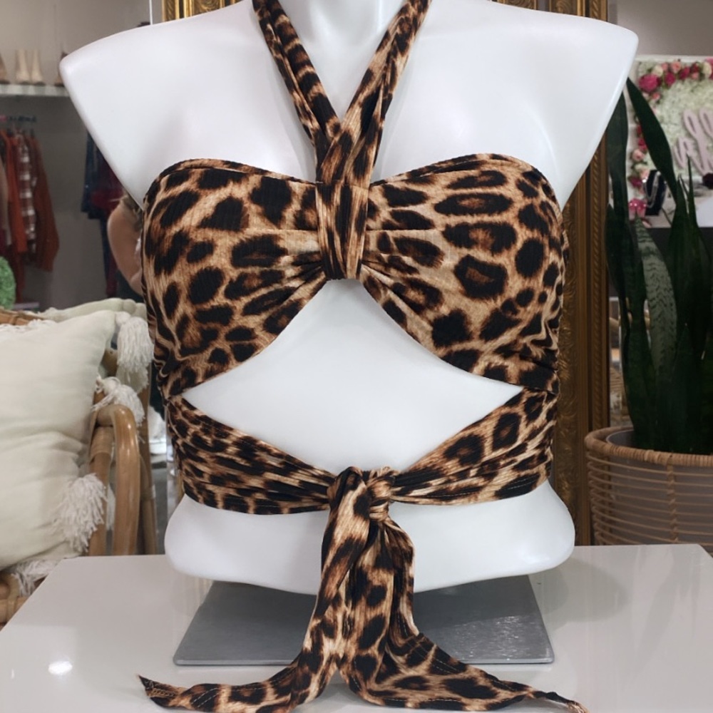 Leopard tie top